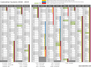 Calendrier Scolaire Pour Les Vacances 2018-2019 à Imprimer